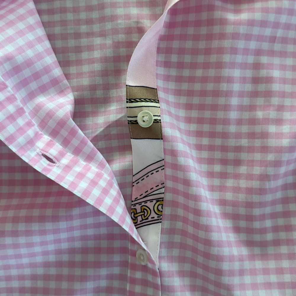 J.McLaughlin Lois Pink & White Gingham Shirt NWT Size Small - Picture 7 of 8